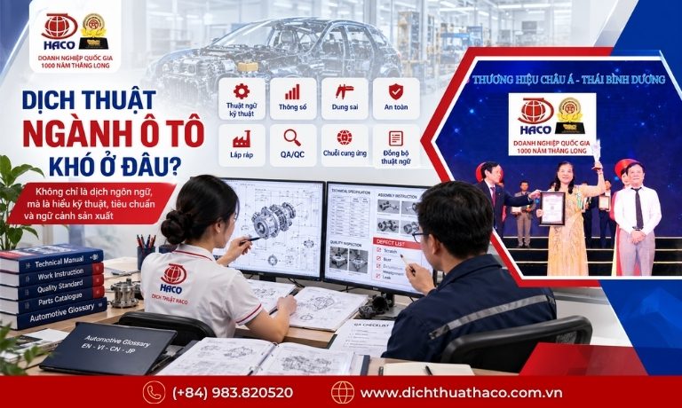 Dịch Thuật Ô Tô & Linh Kiện Ô Tô Chuyên Ngành | HACO 1 dich thuat o to linh kien o to 1
