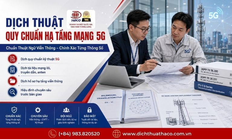 Dịch Thuật Quy Chuẩn Hạ Tầng Mạng Viễn Thông 5G