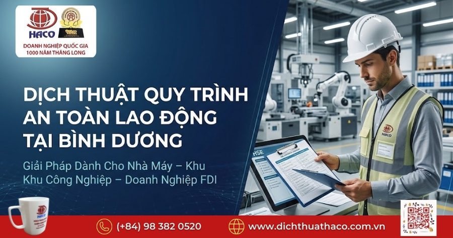 Dịch thuật quy trình an toàn lao động Bình Dương