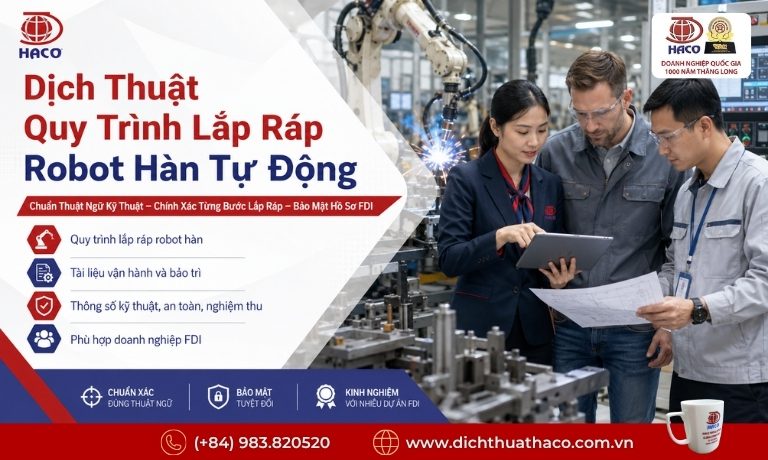 Dịch Thuật Quy Trình Lắp Ráp Robot Hàn Tự Động