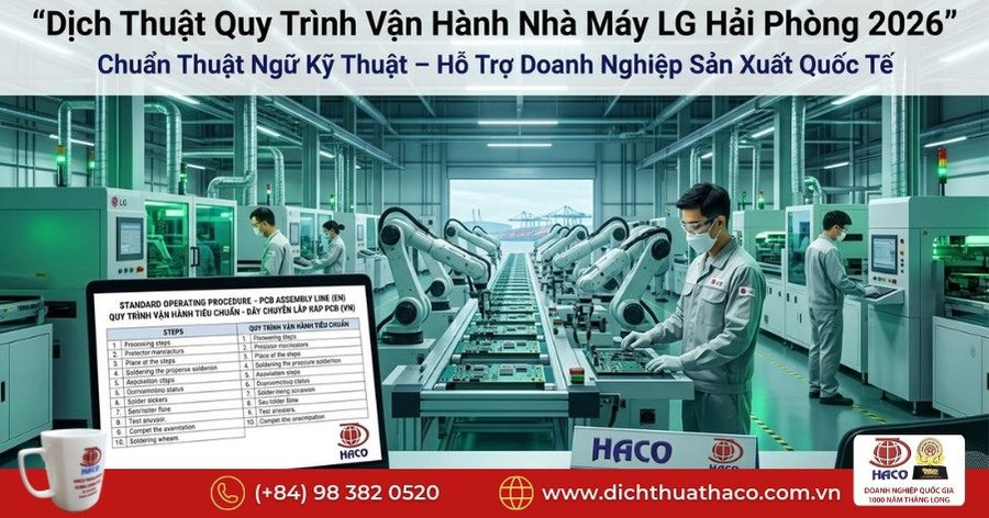Dịch Thuật Quy Trình Vận Hành Nhà Máy LG Hải Phòng