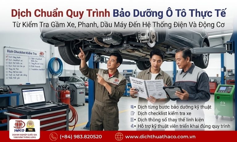 Dịch thuật sổ tay hướng dẫn bảo dưỡng ô tô 5 Dịch thuật sổ tay hướng dẫn bảo dưỡng ô tô