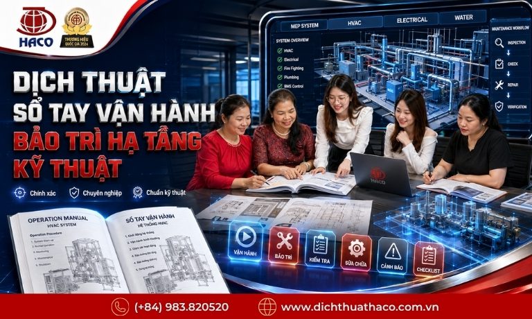 Dịch Thuật Sổ Tay Vận Hành Bảo Trì Hạ Tầng Kỹ Thuật Chính Xác Tại HACO 2 dich thuat so tay van hanh bao tri ha tang ky thuat 1