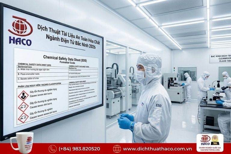 Dịch Thuật Tài Liệu An Toàn Hóa Chất Ngành Điện Tử Bắc Ninh