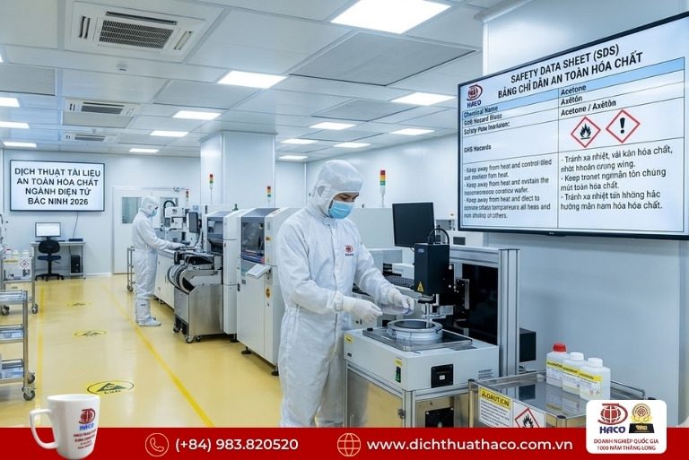Dịch Thuật Tài Liệu An Toàn Hóa Chất Ngành Điện Tử Bắc Ninh