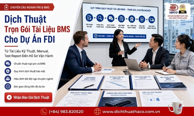 Dịch thuật tài liệu hệ thống quản lý pin BMS