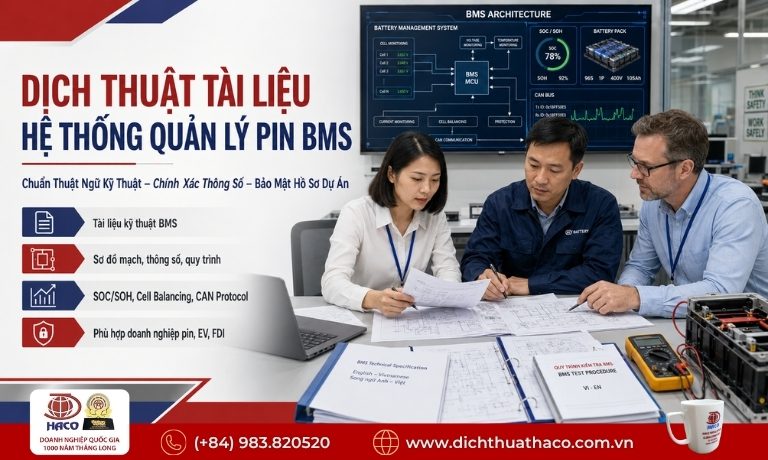 Dịch thuật tài liệu hệ thống quản lý pin BMS