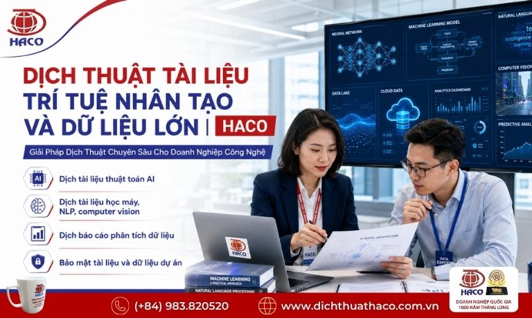 Dịch Thuật Tài Liệu Trí Tuệ Nhân Tạo Và Dữ Liệu Lớn | HACO 1 Dịch Thuật Tài Liệu Trí Tuệ Nhân Tạo Và Dữ Liệu Lớn
