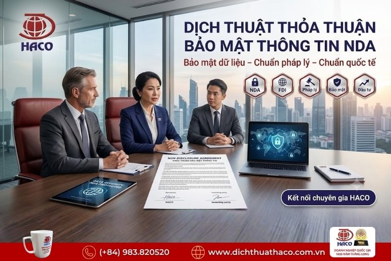 Dịch thuật thỏa thuận bảo mật thông tin NDA
