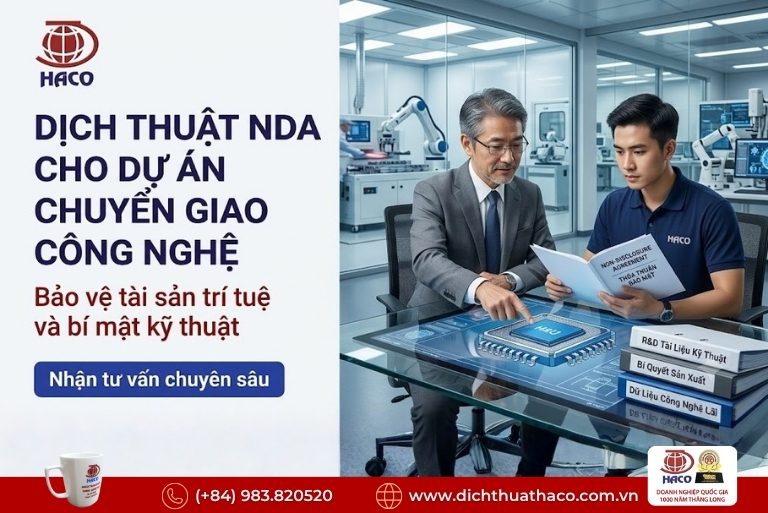 Dịch thuật thỏa thuận bảo mật thông tin NDA