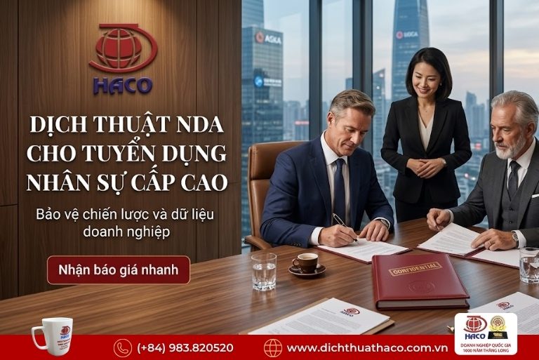 Dịch thuật thỏa thuận bảo mật thông tin NDA