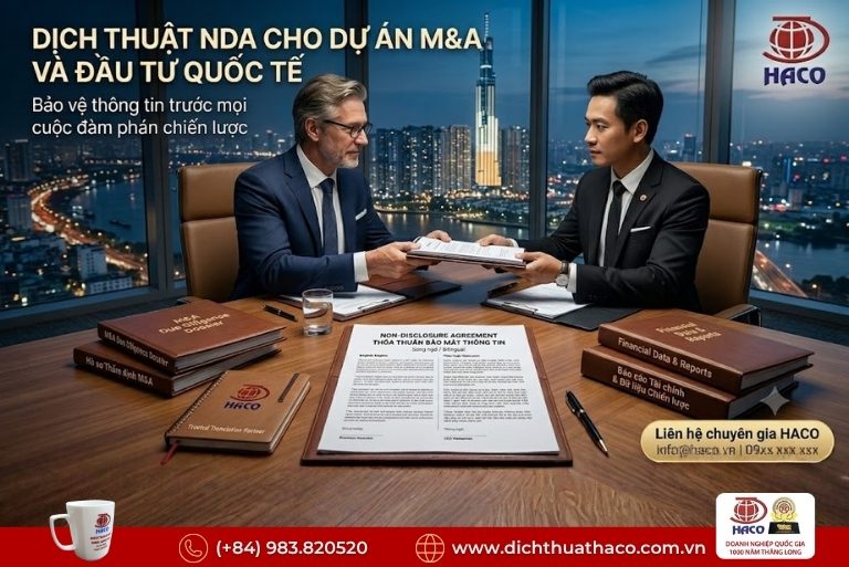Dịch thuật thỏa thuận bảo mật thông tin NDA