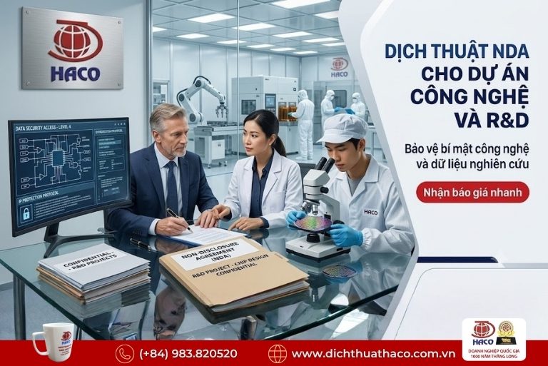 Dịch thuật thỏa thuận bảo mật thông tin NDA