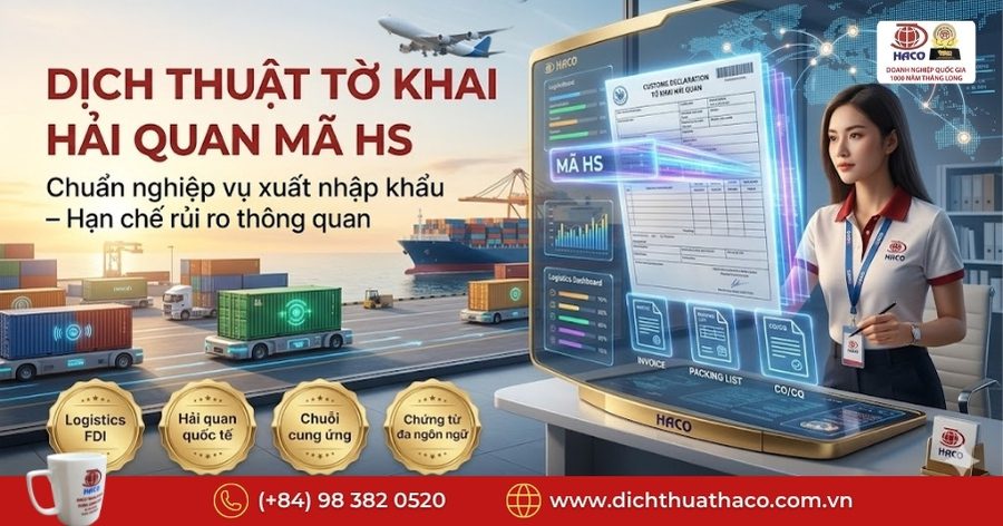 Dịch thuật tờ khai hải quan mã HS