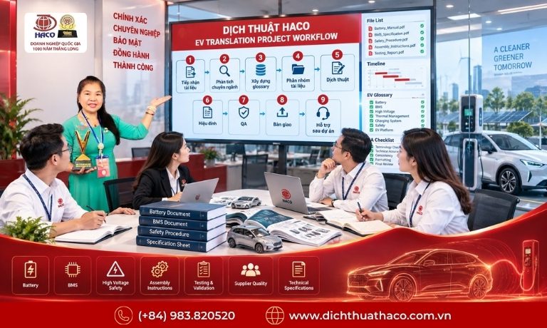 Dịch Thuật Xe Điện Chuyên Ngành Cho Doanh Nghiệp FDI | HACO 8 dich thuat xe dien 8