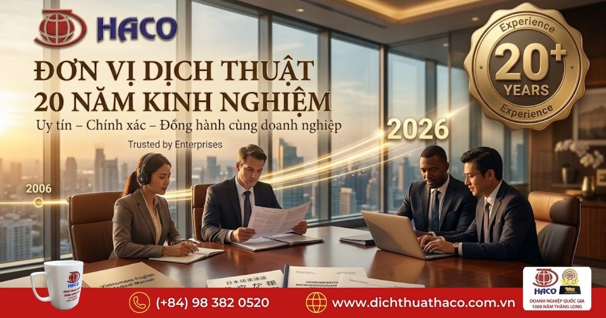 Đơn vị dịch thuật 20 năm kinh nghiệm