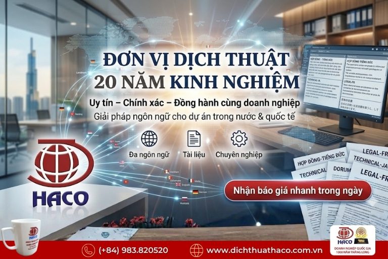 Đơn vị dịch thuật 20 năm kinh nghiệm