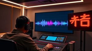 modern recording studio a focused sound engineer with headphones meticulously syncing vietnamese a.jpg